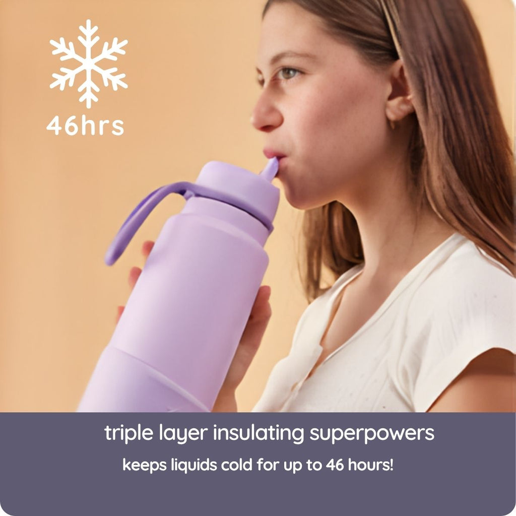 1l insulated water bottle with flip top - Assorted